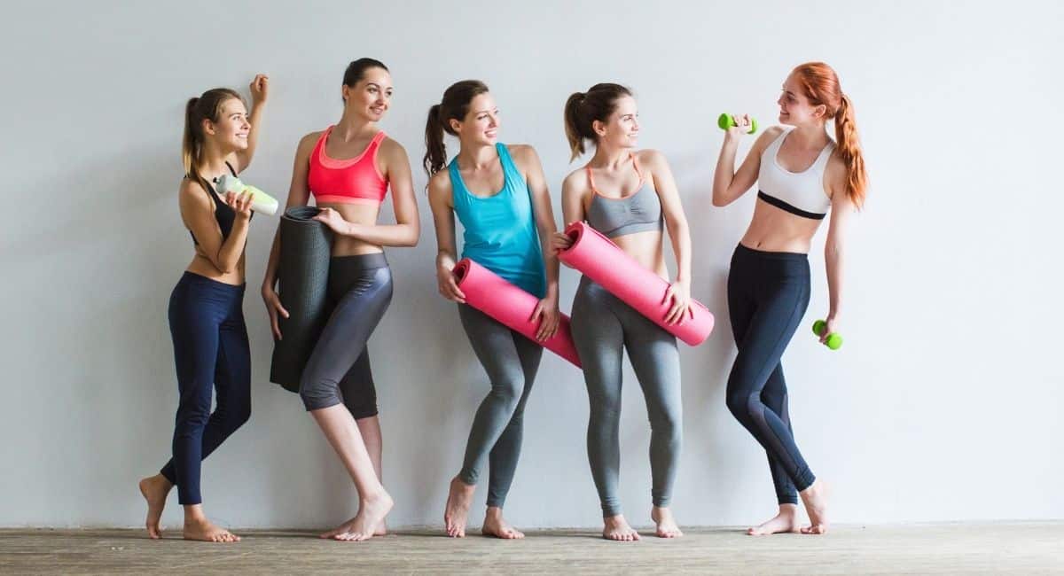 group of fitness women standing